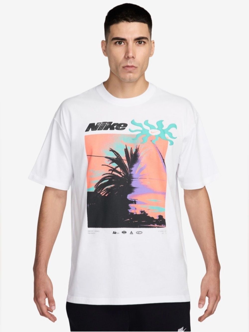 New White Loose Fit Nike NSW LSE Palm Tree T-Shirt L Oversize Skater LA
